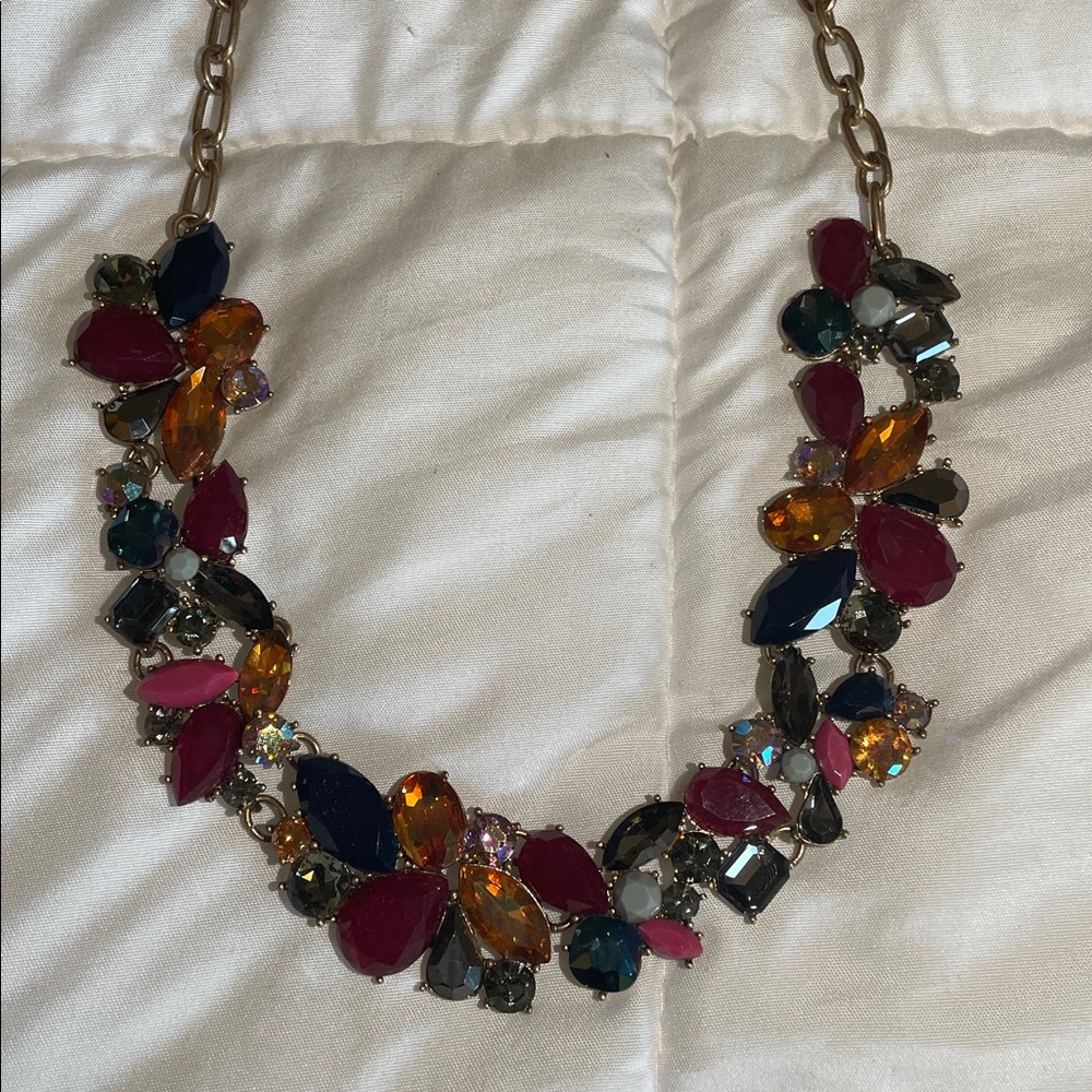 J.Crew Jewel Tones Crystal Wreath Cluster Necklace NWT